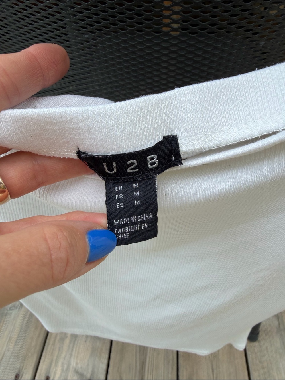 Women’s Off-Shoulder Ribbed White Top - Picture 3 of 3